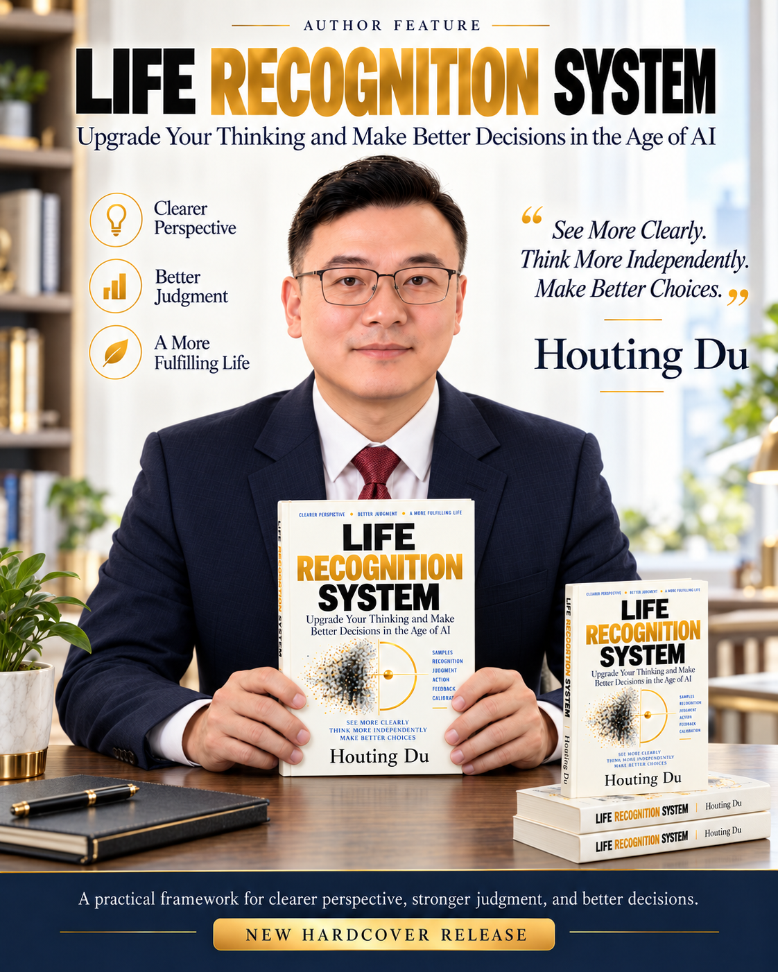Life Recognition System author feature, with Houting Du holding the book.